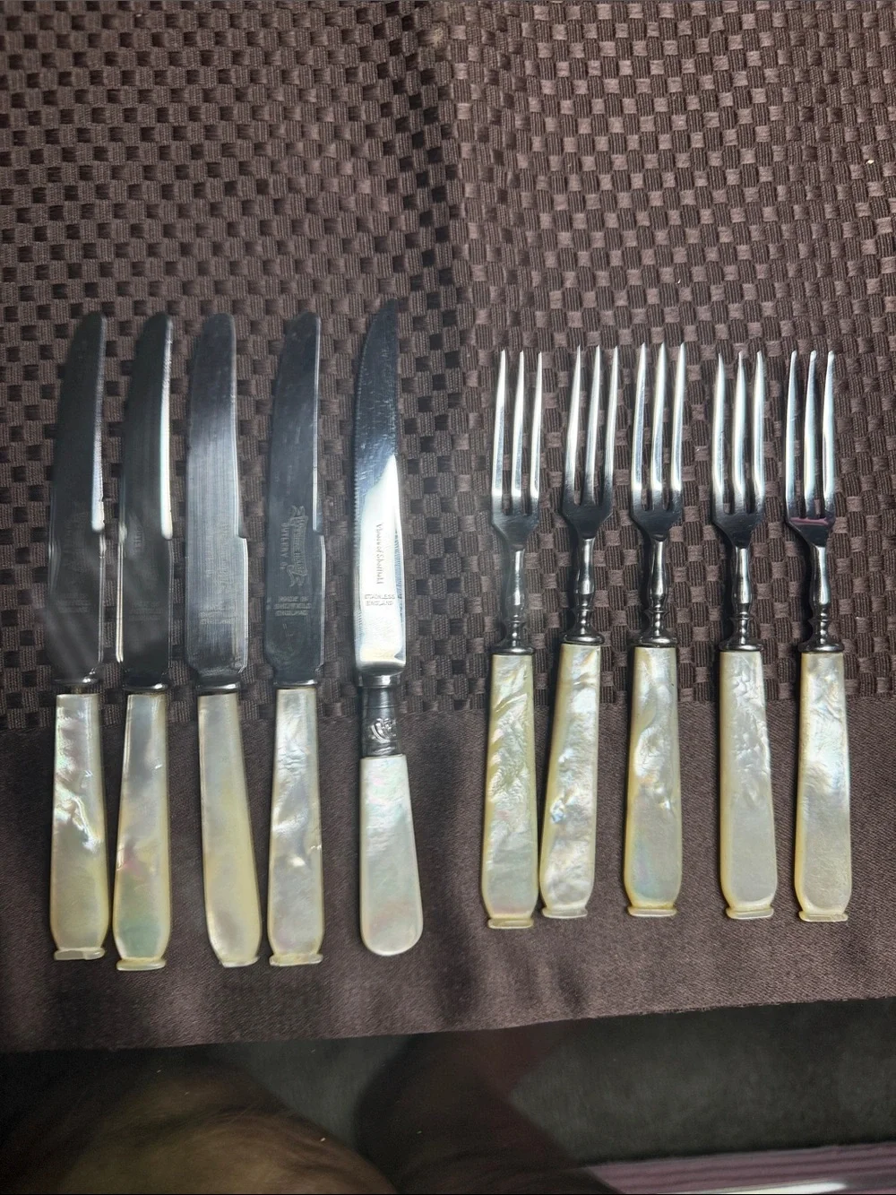 Antique Hampshire House Cutlery Co Mother of Pearl Cocktail/Dessert set of 5